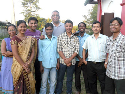 Media person Mrinal Talukdar  at  BCRS in October 2012.He appreciated the programmes and spots made the first time community and offered valuable suggestions and feedback for the upcoming station.