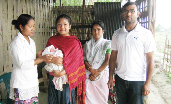 The Jorhat health team with the new born 