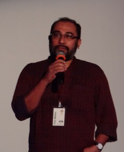Maulee Senapati, director of the film addressing a gathering after the screening of the documentary on the Boat Clinics "Where there are no Roads" at Kochi, Kerela