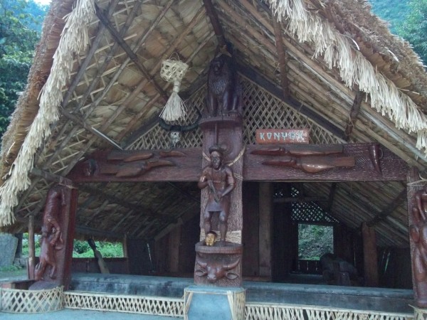 A typical Konyak tribe hut at the Kisama Village Heritage village near Kohima, famous for the winter Hornbill festival