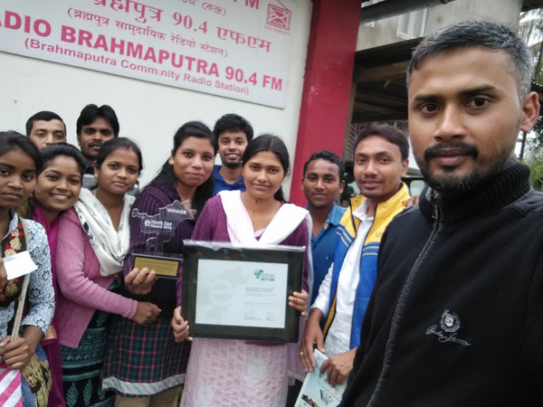 The Radio Brahmaputra team led by Coordinator Bhaskar Bhuyan (foreground) with the eNorth-East Award