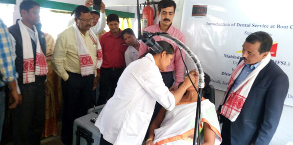 Patient being attended to at the first dental health camp 