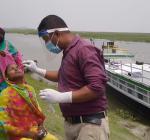 Rapid antigen test on Covid-19 by Bongaigaon boat clinic at different char villages.