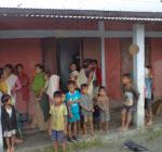 Local villagers eagerly waiting for the camp at Chilling at the local primary school, the normal camp venue