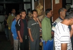 The inmates of San-Ker rehabiltiation Centre in Shillong  line up  for the dinner, cooked in the Hazarika home in Shillong,  to mark the fourth anniversary of the passing of Maya Hazarika, the mother of Sanjoy and Dr. Suzoy Hazarika.