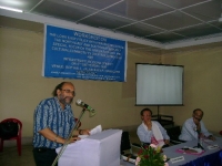 Valedictory speaker, Mr Paranjoy Guha Thakurta, columnist, anchor and author. sitting to his right, Mr Falguni Rajkumar, Secretary NEC and Mr Sanjoy Hazarika, Managing Trustee, C-NES.