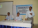 Ashok Rao, Programme Manager, speaking at the meet. Seated (from left) Sanjay Sharma, Associate Programme Manager and Dr Joydeep Das, State Facilitator, NRHM.