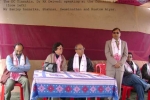 DC Tinsukia, Dr KK Dwivedi, speaking at the function on 28 Dec, 2007 at Guijan Ghat, Tinsukia while, (seated from left) Sanjoy Hazarika, Shahnaz,  Swaminathan and Rustam Aiyar listens.                                