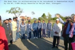 C-NESâ€™  Boat Crew (in uniform) of the Boat Clinic Project, waiting for their turn to be introduced to the Aiyars  by the  MT, Sanjoy Hazarika  at Maijan Ghat, Dibrugarh.