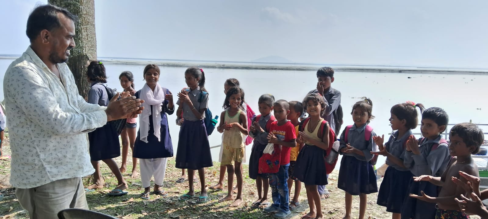 NDD deworming tablets being given to children under 19 at Mohanpur village organized by Boat Clinic Bongaigaon